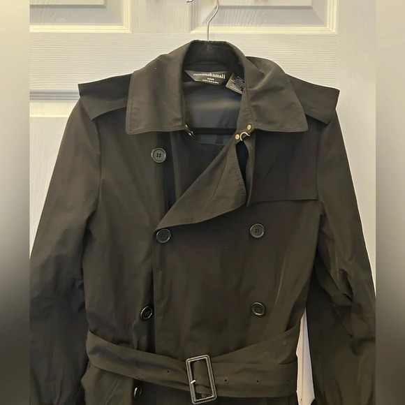 ! Norma Kamali Black Long Trench Coat size xs - Picture 4 of 6